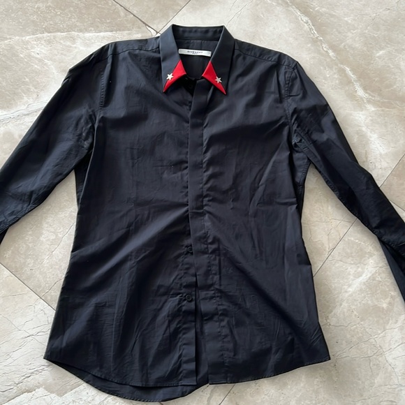 Givenchy men button down size 41 large black with red - Picture 1 of 7